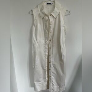 Jil Sander White Cotton Sleeveless Dress